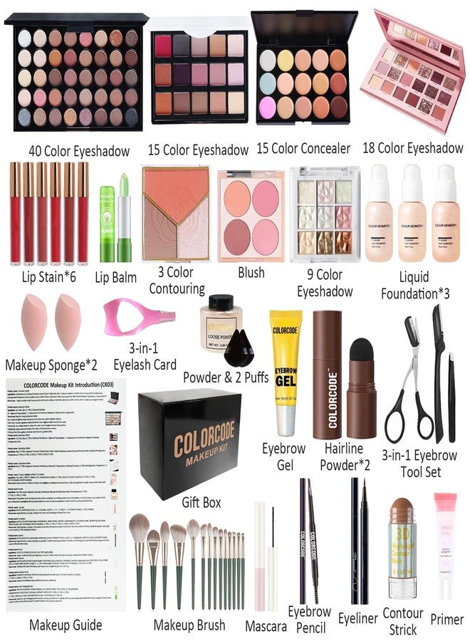 COLORcode Makeup Kit for Women Full Kit, All in One Makeup Set with Eyeshadow Palettes Eyeliner Mascara Powder Foundation Concealer Contour Stick Blush Lip Gloss Brush Set, Biginner-Friendly Makeup Kits (CK03) - Image 2